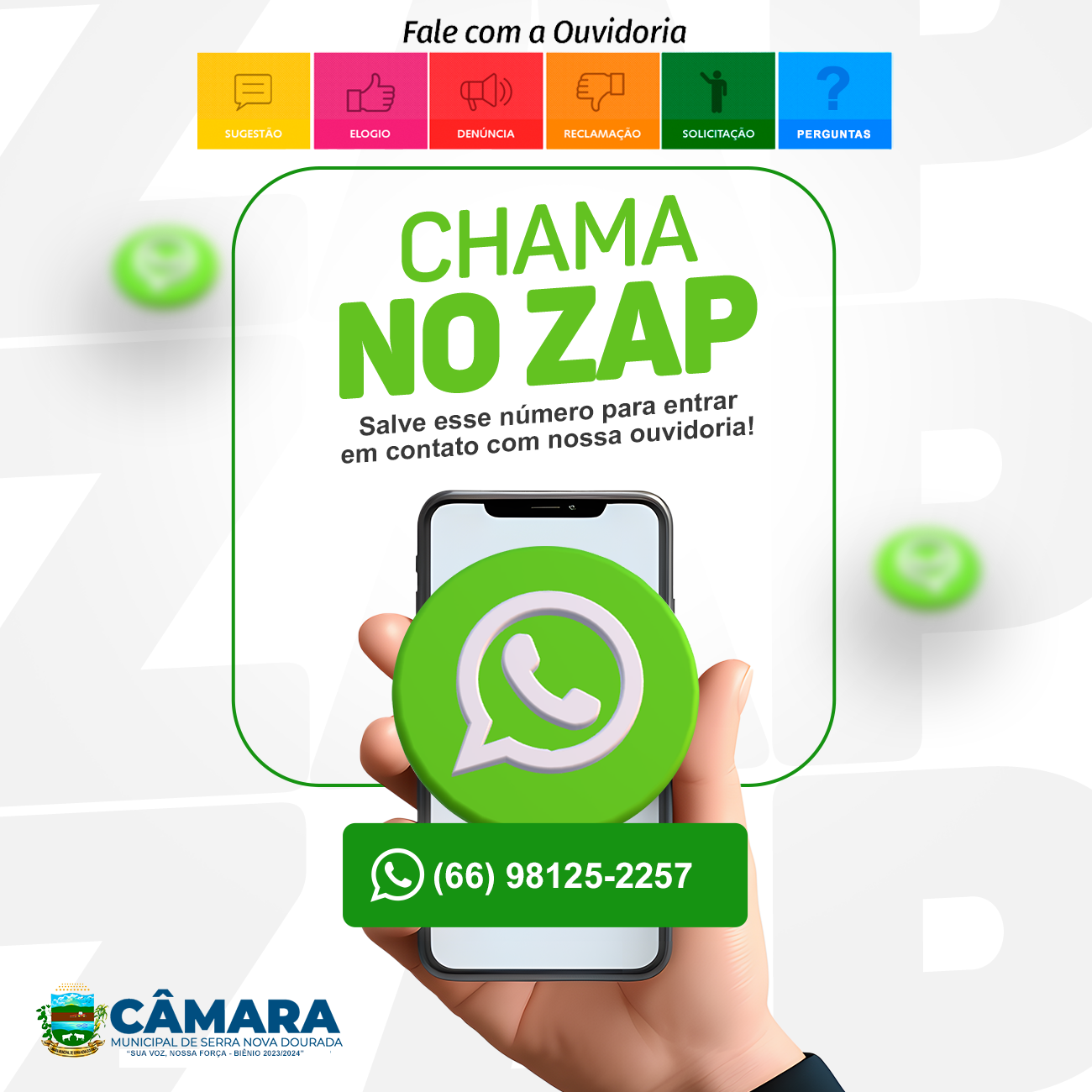 A OUVIDORIA AGORA ESTÁ NO WHATSAPP